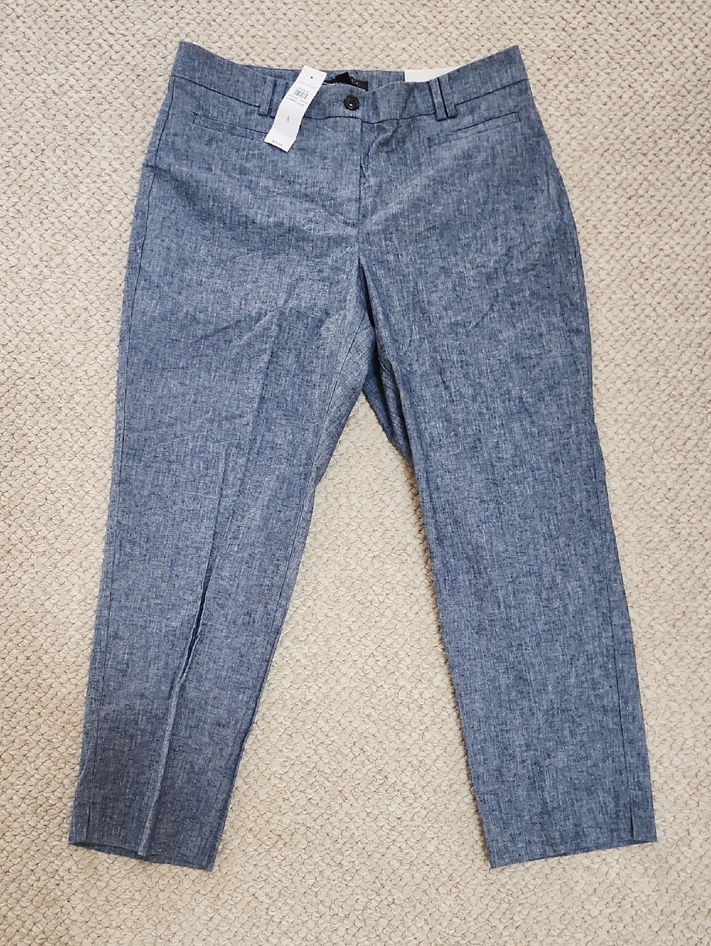 NWT Ann Taylor Chambray-Look Curvy Fit Pants in Light Blue Sz 8